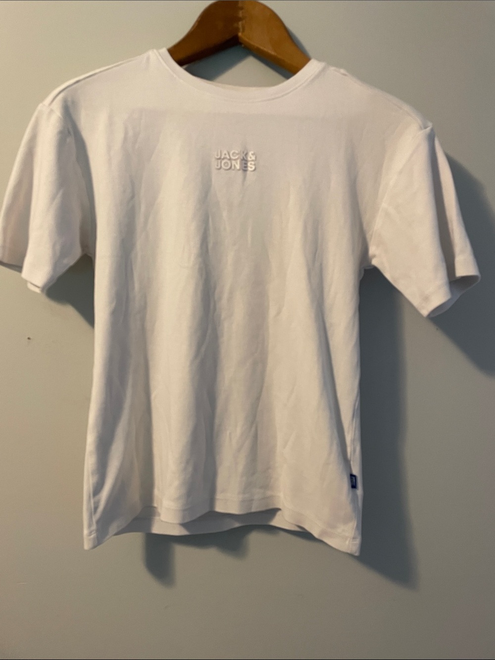Jack & Jones White Crewneck Short-Sleeve Tee with Subtle Logo